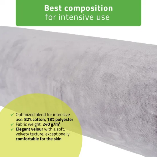Velour cover with elastic for bolster, 15 × 60 cm graphite — slika 3