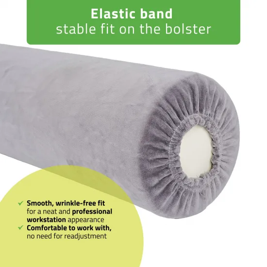 Velour cover with elastic for bolster, 15 × 60 cm graphite — slika 4