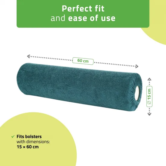 Terry cover for bolster, 15 × 60 cm bottle green — slika 2