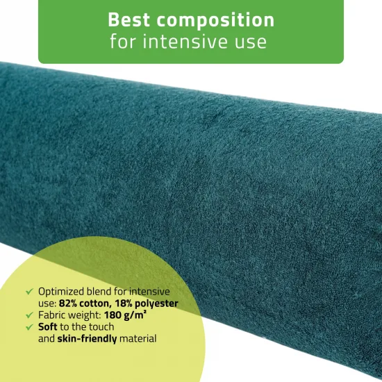 Terry cover for bolster, 15 × 60 cm bottle green — slika 3