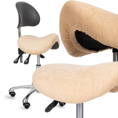 Terry cover with elastic for stool, creamy latte