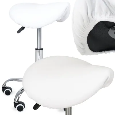 Velour cover with elastic for stool, white