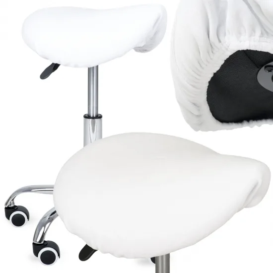 Velour cover with elastic for stool, white