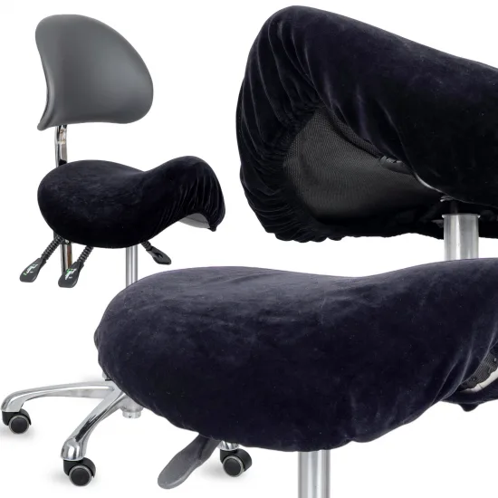 Velour cover with elastic for stool, black