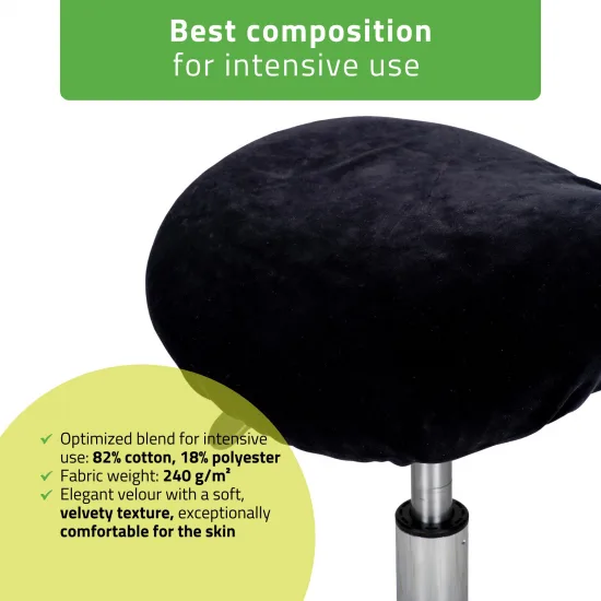 Velour cover with elastic for stool, black — slika 3