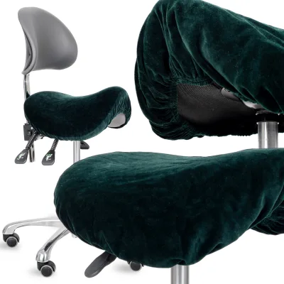 Velour cover with elastic for stool, bottle green