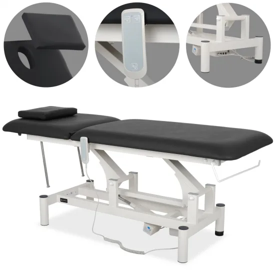 Optima therapy table, electric height adjustment with hand remote – Satin Comfort k715 black