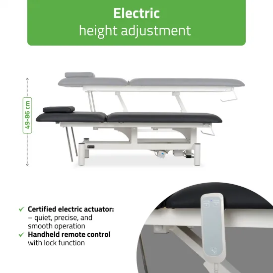 Optima therapy table, electric height adjustment with hand remote – Satin Comfort k715 black — slika 3