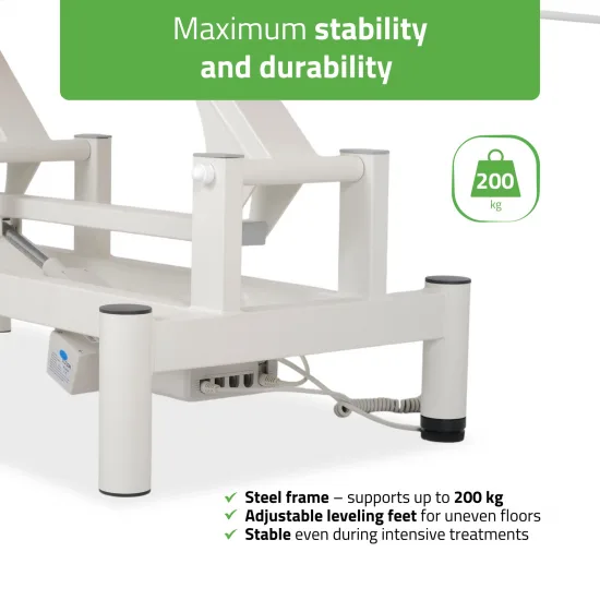 Optima therapy table, electric height adjustment with hand remote – Satin Comfort k715 black — slika 6