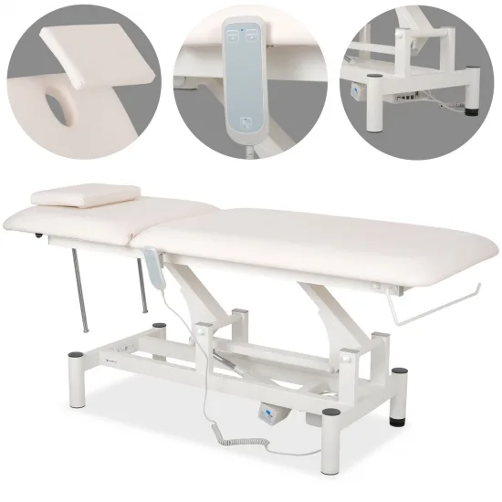 Optima therapy table, electric height adjustment with hand remote – Satin Comfort k701 white