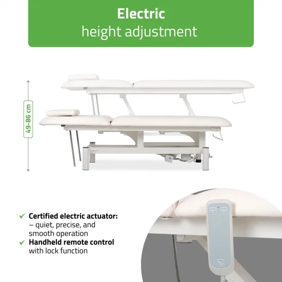 Optima therapy table, electric height adjustment with hand remote – Satin Comfort k701 white — slika 3