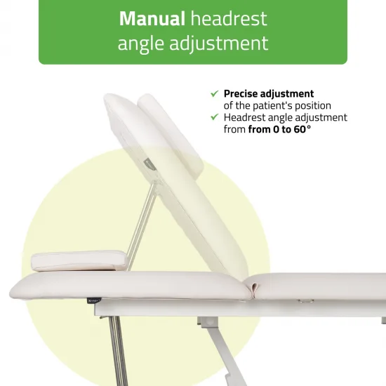 Optima therapy table, electric height adjustment with hand remote – Satin Comfort k701 white — slika 4