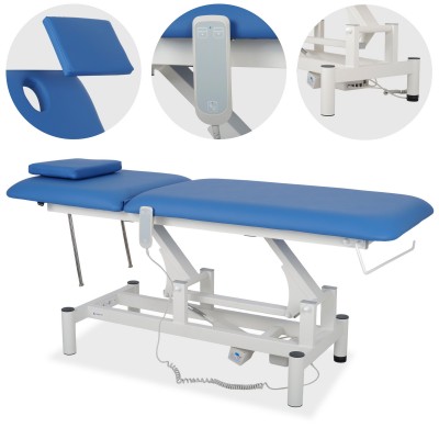 Optima terapijski stol, električno podešavanje visine s ručnim daljinskim upravljačem – Satin Comfort k723 plavi