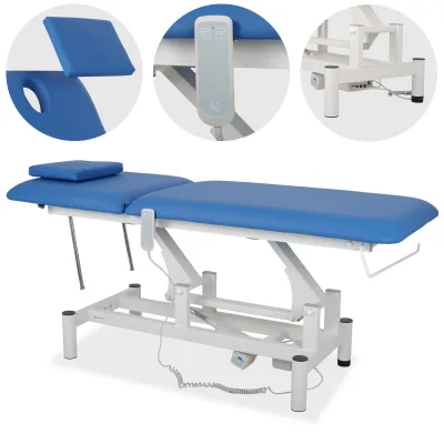 Optima therapy table, electric height adjustment with hand remote – Satin Comfort k723 blue