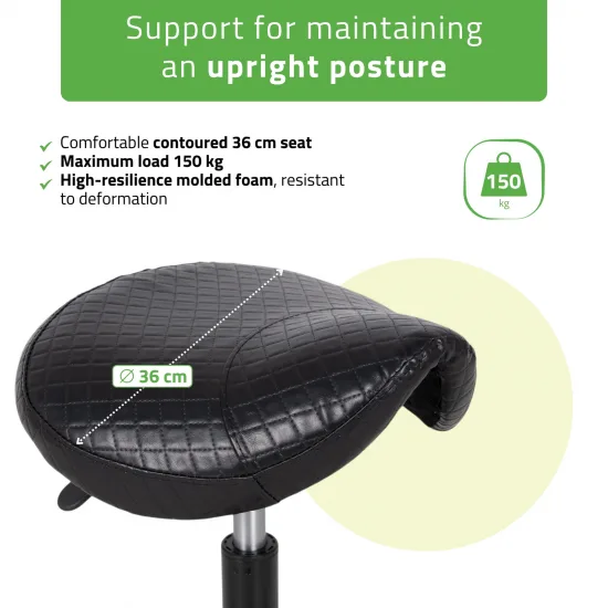 Saddle stool LUMO, Comfy Base k515 quilted black — slika 2