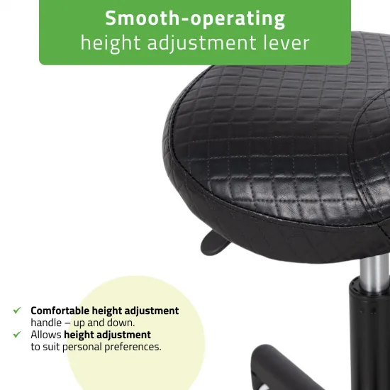Saddle stool LUMO, Comfy Base k515 quilted black — slika 4