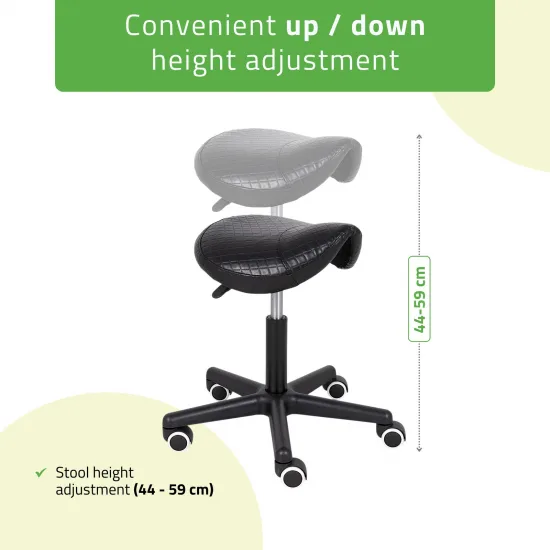 Saddle stool LUMO, Comfy Base k515 quilted black — slika 5