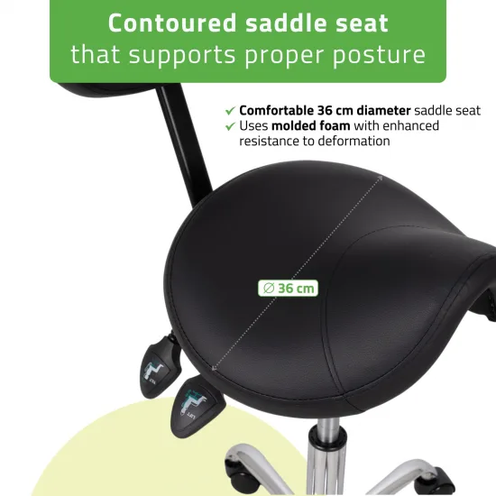 Saddle stool Sola, Comfy Base k515 black — slika 3