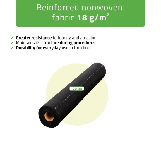 Non-woven medical roll sheet 70 cm x 50 m 18g/m2, black — slika 3