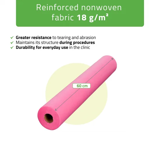 Non-woven medical roll sheet 60 cm x 50 m 18g/m2, pink — slika 2