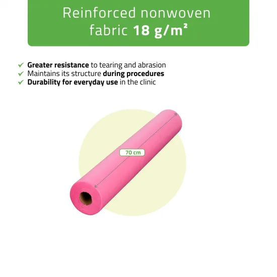 Non-woven medical roll sheet 70 cm x 50 m 18g/m2, pink — slika 2