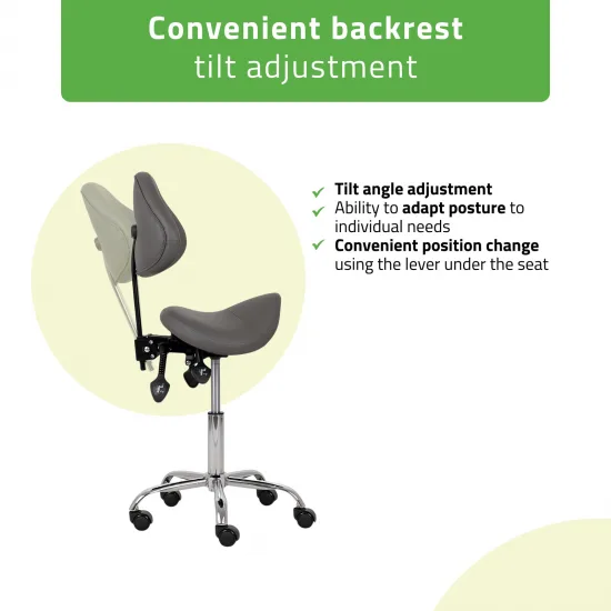 Saddle stool Sola, Comfy Base k521 grey — slika 3