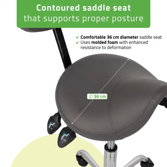 Saddle stool Sola, Comfy Base k521 grey — slika 4