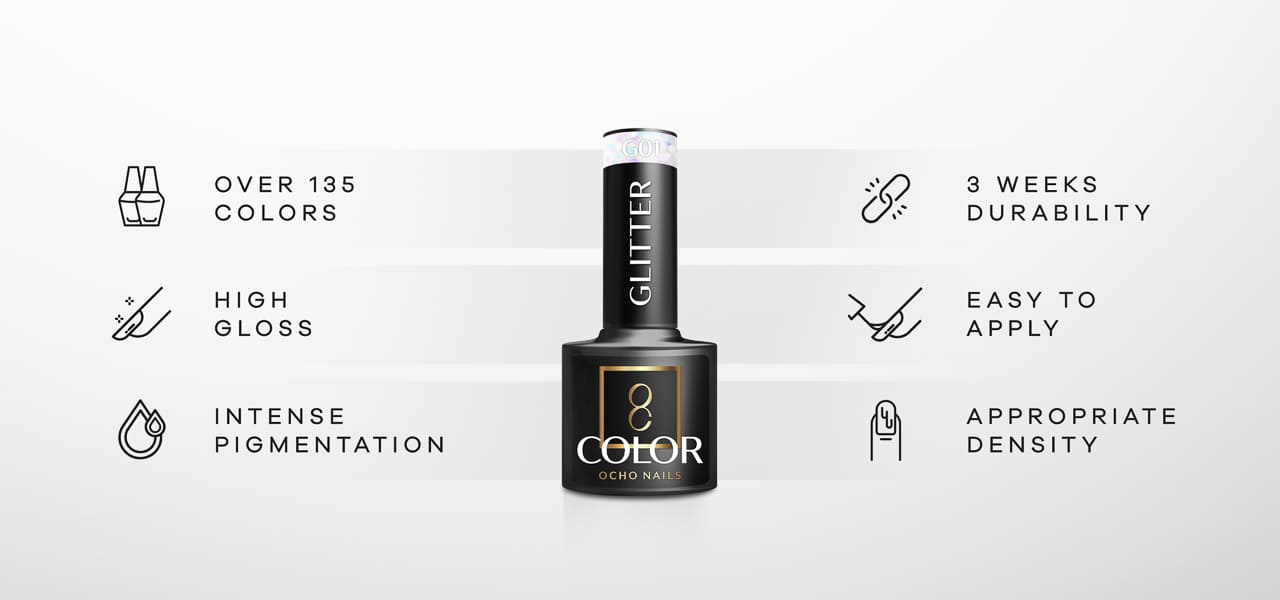 OCHO NAILS Hibridni lak za nokte s glitterom G07 -5 g